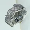 Moda Çiçek Rüzgarı 925 Sterling Silverrose Altın Yüzük Takı Simüle ELMAS CZ Yüzük Parmak Aly Band Ring Kadınlar için SZ 5,6,7,8,9,10