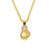 Boxing Glove Diamond Pendant Charm Necklace Sport Boxing Smycken 316L Rostfri SteelGold Color Chain for Men2232776