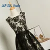 Elegant Black Lace Party Dress Scoop Zipper Back Knee-length Short Cocktail Dresses Summer Floral Lace Party Gowns Cheap