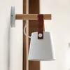 Nordic Iron Wood Leather Belt Wall Sconce Light Metal lamp Cottage American Country Cafe Bar Bedside Sofa Side Hotel Bedroom White Black