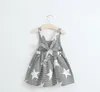 Girl Summer Dresses Children Strip Star Print Princess Blackless Cotton Dress 2017 Baby Kids Clothing G318