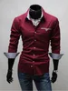 Camisa de color sólido a la moda para hombre 2022, camisas informales de manga larga para otoño y primavera para hombre, cuello vuelto, corte ajustado, 3 colores