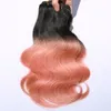 Nowy Przyjeżdża 1B / Rose Gold Hair 8A Ombre Peruwiański Dziewiczy Włosy Ciało Fala Ombre Włosy Rozszerzenia 3 Wiązki Pervian Ciało Splot