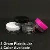 3Gram Clear Empty Sample Jar Round Shape 3ML Cosmetic Face Cream Transparent Plastic Jars Gift Container White Clear Lid