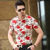 Vente en gros- 2016 été hommes fleur chemise style chinois à manches courtes chemise florale hommes plus la taille 6XL occasionnels slim fit chemises en coton mercerisé