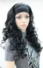 Neuester Stil 3/4 mit Stirnband-Haarteil, schwarze, lockige, lange Damen-Halbperücken