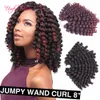 Virka flätor Hår 8Inch Bounce Jamaican Afro Fluffy Jumpy Wand Curls Kanekalon Twist Ombre Jumpy Wand Curl Soft Crochet Hair Extensions