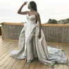 Seksi Kapalı Omuz Gelinlik Uzun Ayrılabilir Etek Kılıf Satiin Aplikes Arapça Gelin Elbise Ülke Bahçesi Kadın Elbise