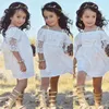 Bebek kız pagenant elbiseler moda dantel beyaz elbise çocuklar için prenses parti tutu sundress kısa kollu onesie maxi kıyafetler toddlers giysi