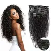 100g 7 sztuk Afro Kinky Clip in Extensions 4A / 4B / 4C African American Clip w Ludzkich Hair Extensions dla czarnej kobiety