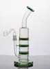 Best Green Bongs Three Fliter Perc Recycler Glass Water Pipe Tripple Layers Bong Cheap Thick Dab Rigs Free Shipping