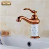 Hurtownia-xoxo Darmowa Wysyłka Basin Łazienka Gold Faucet, Mosiądz z Diamond / Crystal Body Tap New Single Hand Hot and Cold Tap 50015GT