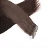 İnsan saçı uzantılarında düz cilt atkı pu bant Brezilya Remy Saç