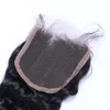 Braziliaanse losse diepe golf menselijke maagd haar weeft met 4x4 kant sluiting gebleekte knopen 100g / pc natuurlijke kleur dubbele wankels hair extensions