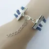 All'ingrosso-Nuovo Bracciali Silver Jewelry nautico timone ancora pelle blu corda BRACCIALI A1