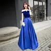 Boat Neck Velvet Satin ALine Long Formal Dresses Emerald Green Elegant Evening Dresses Abiti Da Cerimonia Da Sera9206320