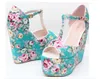 Wholesale Wedges Summer Romantic Flower Floral T-Strappy High Wedge Heels Sandal 2 Colors