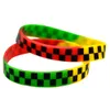 100 pièces Bracelet en caoutchouc de Silicone à carreaux pour les fans de musique Hip Hop cadeau imprimé Logo taille adulte 5 couleurs