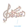 Fashion Exquisite Music Notation Brooch For Women Scarf Pins Shiny Crystal Rhinestone Brooches Wedding Bride Bouquet Corsage Jewelry Gifts