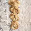 Blond Human Hair Piano Färg 27/613 1g 100g 7A Micro Loop Brasilianska Extensions Body Wave Micro Loop Human Hair Extensions