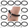 Bracciali con perline di roccia lavica calda Timone albero croce piuma stella fascino Bracciale elasticizzato in pietra naturale nera per gioielli artigianali di moda da donna