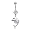 Mode Piercing Body Sieraden Koreaanse Deisgn Trendy Wit Crystal Dolphin Navel Belly Button Ring Lovery Dansende Belly Ringen