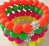 Prix ​​le plus bas! 10mm Hot Neon Bracelet fluorescence de couleur Perles Disco Ball bracelets Shamballa pied extensible bijoux femmes cadeau artisanats