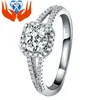 Luxo 925 Anel de Noivado De Diamante de Diamante de Prata Simulado de Híbrido Anel de Noivado para As Mulheres