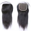 Les cheveux raides brésiliens tissaient 3Bundles avec fermeture Middle Part Double Trate Extensions de cheveux humains Dyable 100g / bundle2441