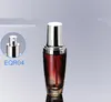Bouteille de parfum en verre rouge de 30ml, avec pompe à Lotion, récipient cosmétique rechargeable, bouchon argenté brillant, 300 pièces/lot