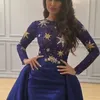 2017 Zuhair Murad Evening Dresses Sheer Star Sequined Top Ball Clows Court Train med långa ärmar och höglår Split Overskirt 5583571