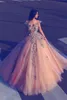 Said Mhamad Цветочные платья выпускного вечера Бальное платье Красочные аппликации с открытыми плечами Длинные вечерние платья без рукавов Пушистый тюль Гламурное вечернее платье