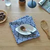 Tabellmattor Porslin Mats Pads Western Nordic Servett Plaid Fabrics Linne Table Mat Placemat Japansk stil Navy Blue