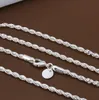 Partihandel Pris 16-24 tum 3 mm Twisted Chains halsband 925 Sterling Sivler Smycken Fina Silver Halsband för hängen G205