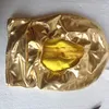 Accessori in costume Spandex Shiny Shiny Metallic Gold Zentai Costumi Festa Halloween Maschera Cappuccio aperto