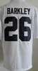 Mens Penn State Nittany Lions # 26 Saquon Barkley No Name Blu Navy Bianco College Football Stitched Ncaa Maglie economiche Adulto