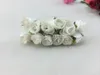 Whole-144pcs lot Handmade Mulberry Paper Flower Bouquet wire stem Scrapbooking artificial Mini rose flowers wedding party Dec232Z