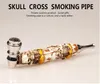 free shipping new Small portable metal creative yellow skull straight pipe / bong, durable Art Smoking