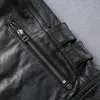 100% cuir véritable col montant JIANAN vestes en cuir en plein air SKULLS moto veste en cuir véritable avec fermeture à glissière ykk