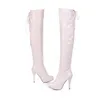 wholesaler free shipping factory price special price high heel long boot inner slide laceup jack boots overknee boots pole dancing boot