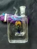 Blumenförmige quadratische Glasbongs Accessoires Glasrauchrohre farbenfrohe Mini Multi-Farben Handrohre Bester Löffel Glas Glas