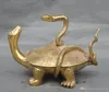 11"Chinese Feng shui brass Longevity Animal Snake tortoise turtle Xuan wu Statue