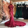 Najnowsze Seksowne Suknie Koronki Prom Dresses Fashion High Neck Aplikacje Zobacz Syrenki Długie Suknie Wieczorowe Czarowna Runaway Celebrity Party Sukienki