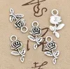 300pcs tibetansk silverrosa blomma charms hängsmycke för jewlery gör armband 21mm