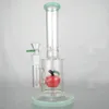 Hookahs Glass Perc Bong Rechte Tube Bong Waterpipe 11 'Red Apple binnenkleur Accent op mondstuk Glas Bubbler Water Pipe