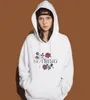 Damen Hoodies Sweatshirts NOTHING Bedruckte Rose Blumenstickerei Langarm Weiß Grau Größe S M L XL Kapuzenjacke Mantel Femmes