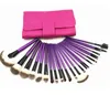 24st Red Blue Purple Silver Colorfull Makeup Brush Sets Professionella Kosmetika Borstar Set Kit + Pouch Bag Case Kvinna Make Up Tools