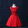 2017 Nya riktiga kvällsklänningar med sashes Elegant High Neck A-Line Backless Girls Women Short Ball Prom Party Graduation Formell Dress