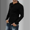 Jesień Męskie 100% Bawełna Przycisk Collar Collar T Koszulka Moda Mężczyźni Z Długim Rękawem T Koszulki Slim Fit T-Shirt Solid Tee