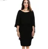 Plus Size S To XXXXL Chiffon Cloak Batwing Party Evening Bodycon Pencil Dresses 3 Colors Black Green Navy